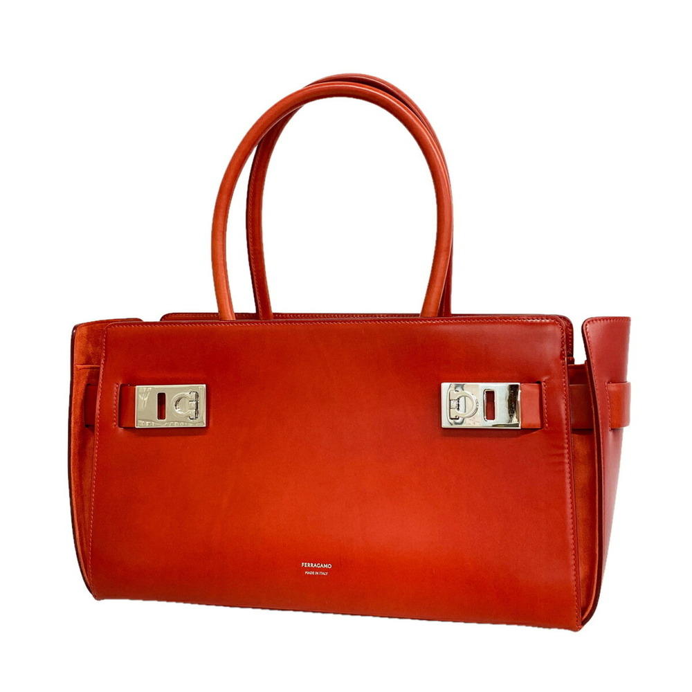 Salvatore Ferragamo Gancini Leather Handbag, Red, Women's